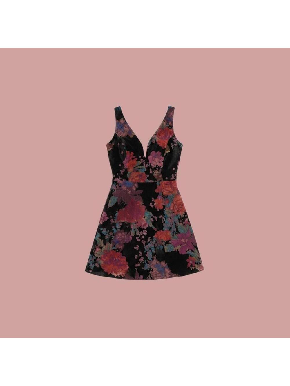 Lulus Floral V-Neck Sleeveless Mini Dress